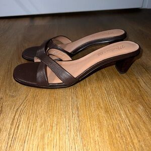 Brown Leather Women's Heeled Sandals